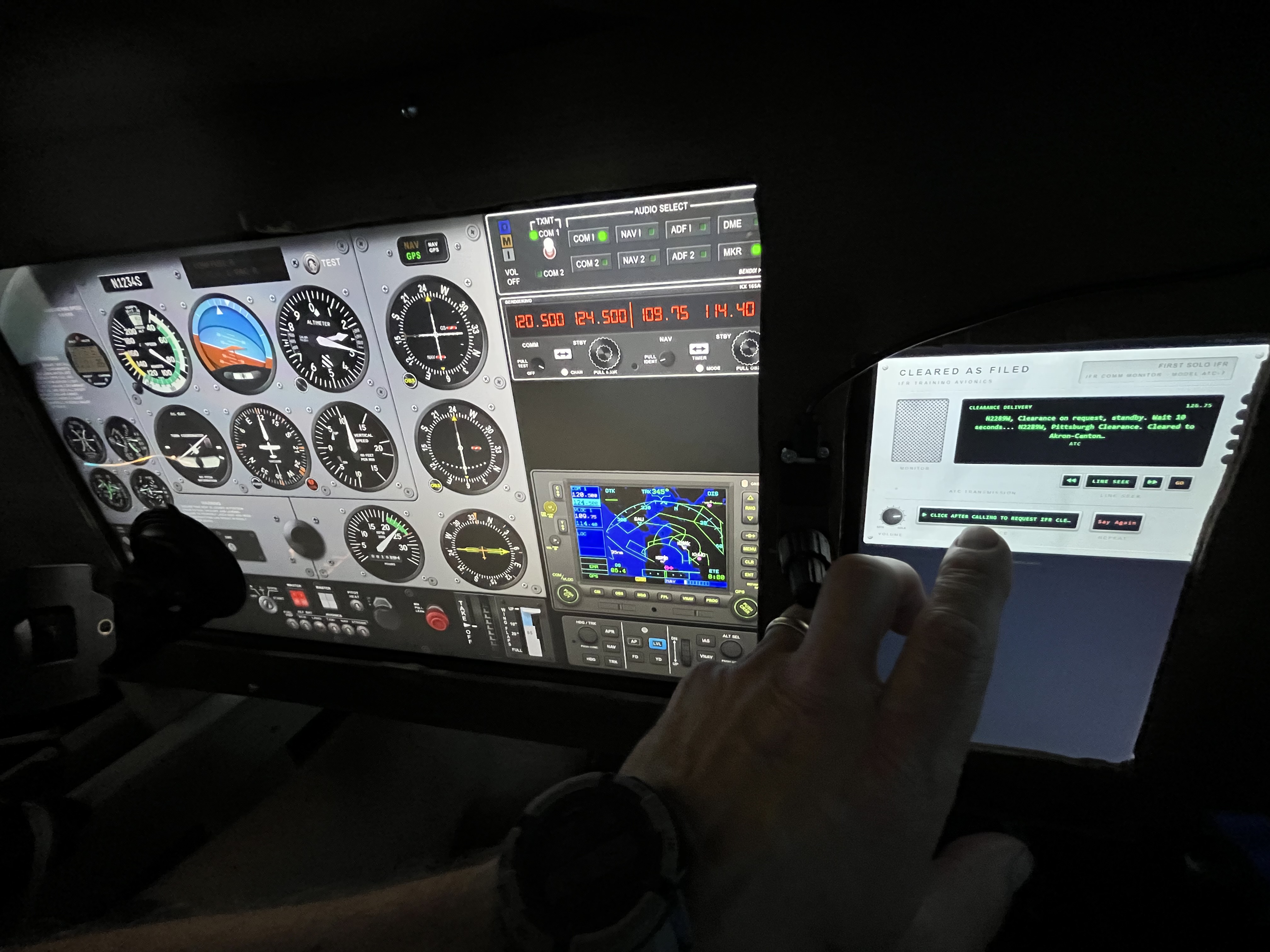 Requesting an IFR clearance on the player mid-flight